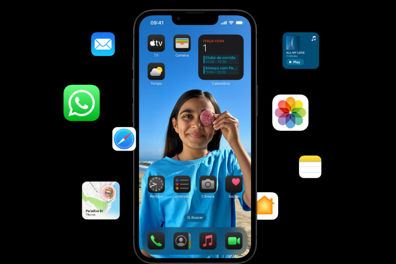 Tela do iphone 16e mostrando icones saltando da tela.